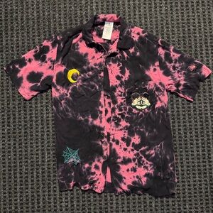 Disney Pink and Black Tie-Dye Men's Shirt